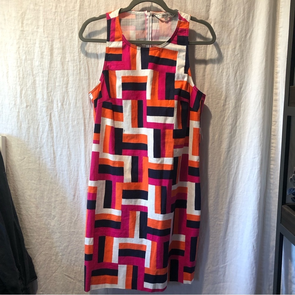 Trina Turk mini dress halter neckline sleeveless cotton stretch fitted size 10